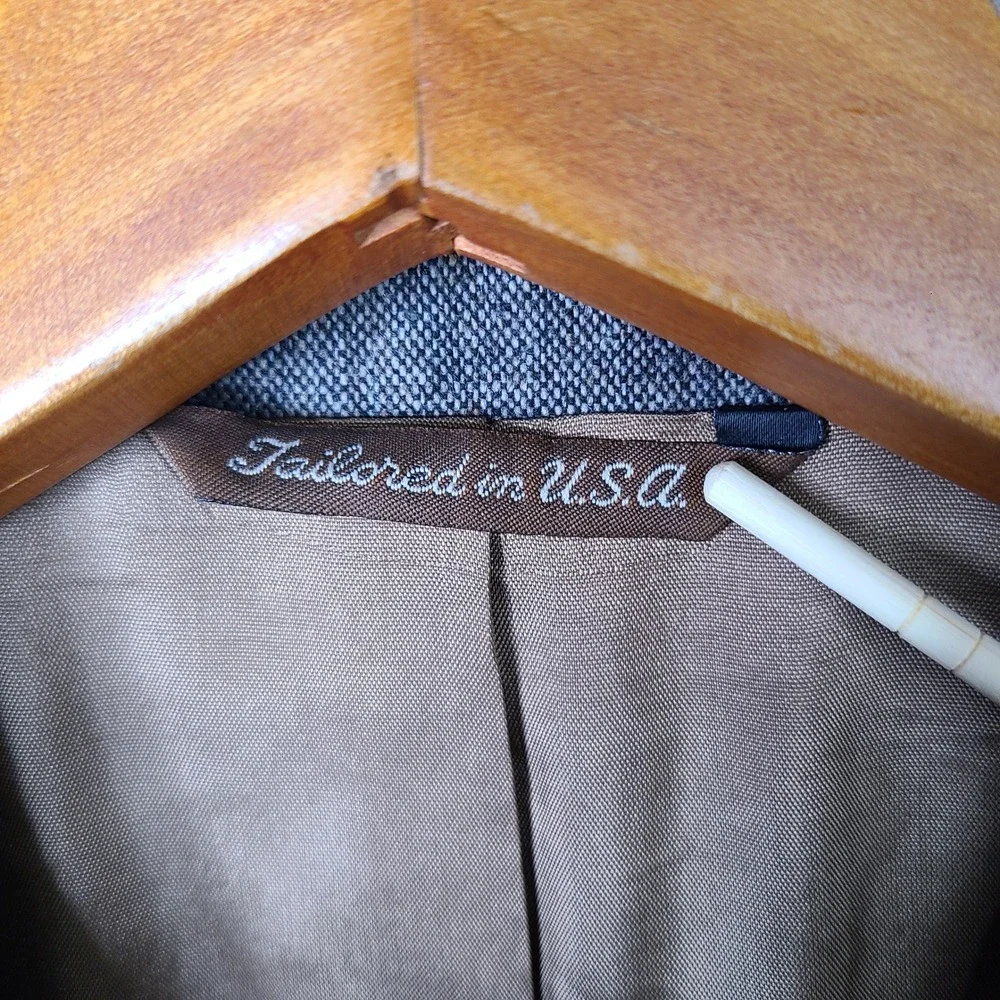 Vintage Futura Jacket Mens 44 Brown Tweed Blazer Double Breasted Wool Blend USA